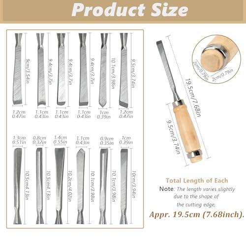 12 Pieces Wood Chisel Set,Home Wood Carving Tools With Steel Hammer End, Professional Wood Gouge Turning Tools For Craftsman Carpenter Beginners, For Precision Carving & Diy Projects