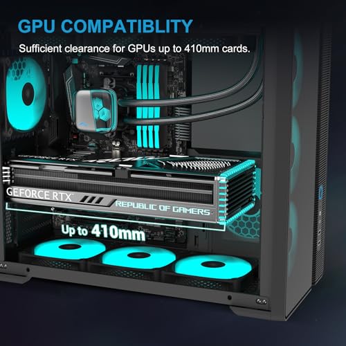 Image of SAMA S50 ATX Mid Tower Gaming PC Case, 4 ARGB PWM Fans, USB-C, Black | High Airflow Mesh Gaming Computer Case, Back-Connect Ready, 410mm GPU & 360mm AIO Support, GPU Bracket, 47mm Cable Management