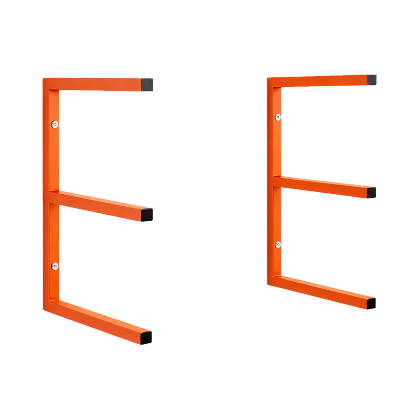 M.J COMFY-LIFE 2 Pcs Heavy Duty Lumber Storage Rack Wall Mount Wood Organizer for Garage and Workshop Steel Utility Shelf Indoor & Outdoor Use for Pipes Ladders Plywood (Orange, 3-Level)