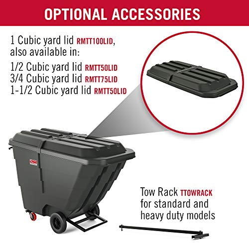 Suncast Commercial Heavy Duty 1/2 Cubic Yd. Roto Molded Tilt Truck - Towable Cart for Loading and Unloading - Thumbnail 7