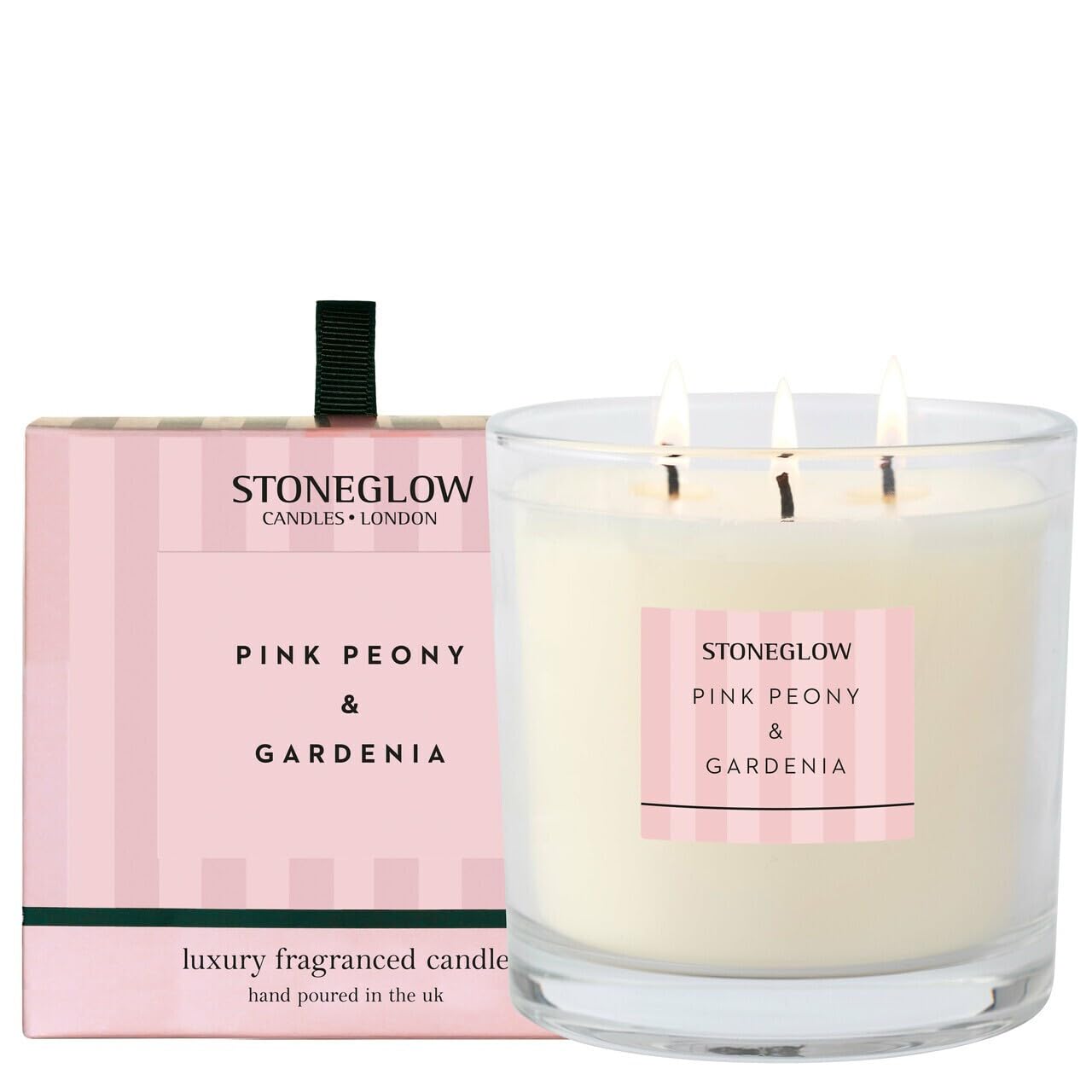 Stoneglow Modern Classics Collection - Pink Peony & Gardenia 3 Wick Scented Candle 760 Grams (Pink)