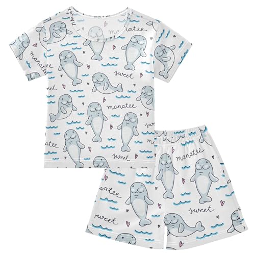 Cartoon Dinosaur Bones Short Pajama Sets Cotton Sleepwear Soft Two Piece Top and Bottom Nightwear PJS 5-14T