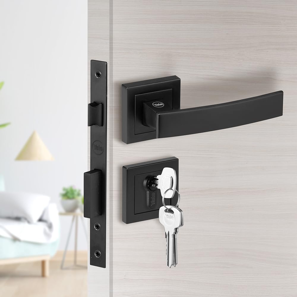 Yale YECM-405-OR-TT-BM Mortise Door Lock for Bedroom/Home/Office/Hotel Suitable for Left/Right Handed Doors | Comes with Rose & Escutcheons with Thumb Turn, 3 Keys Cylinder and Lock Body (Black Matt)-image-2