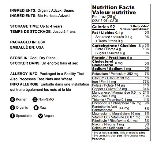 Organic Adzuki Sprouting Beans, 15 Pounds – Whole Raw Dried Azuki Beans (Red Mung Beans), Non-Gmo, Kosher, And Vegan, Bulk Organic Beans. Rich In Minerals. Perfect For Soups, And Stews #TOP3