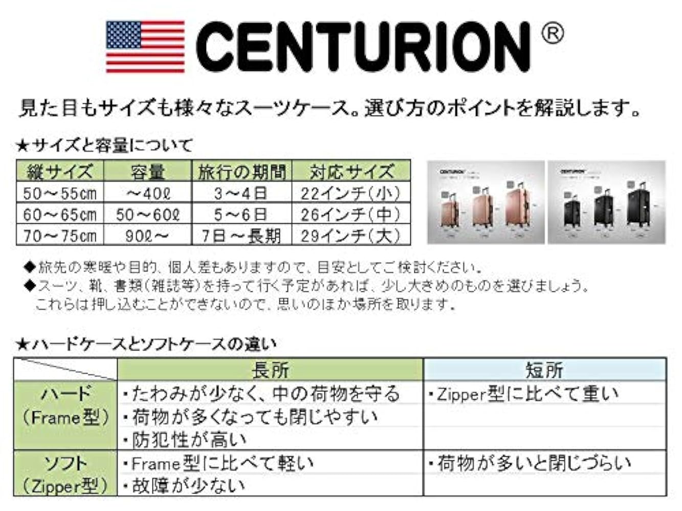 Amazon | CENTURION スーツケース フレームタイプ TSAロック搭載