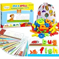 Officygnet Learning Toys for 2 3 4 5 6 Years Old Boys and Girls, See & Spell CVC Word Builders with Alphabet Cards for Kids Ages 2-4 3-5, Matching Letter Game for Preschool Toddler Learning Activities