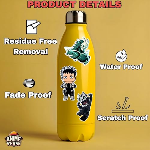Image of AnimeVerse Pack of 53 Kaiju no.8 Anime Stickers for Laptop, Phone, Guitar, Bike, PC, | Waterproof Glossy Vinyl Decals | Residue-Free Anime Stickers Collection (Kaiju No.8)