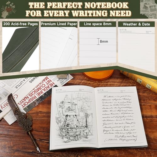 Carnet de notes cuir souple vert 200 pages écriture bureau - 3