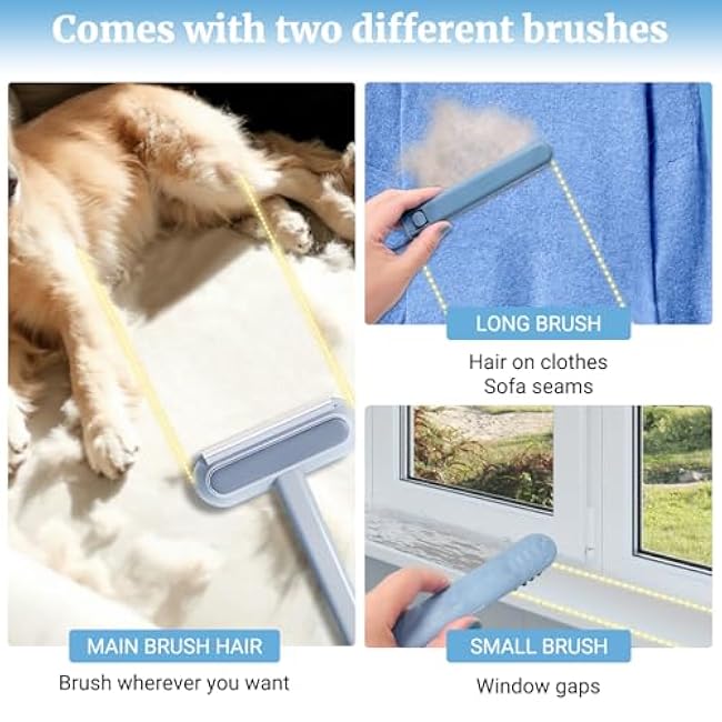 4 in 1 Multifunctional Reusable Pet Hair Remover Brush,Dog & Cat Hair Remover Tool for Couch,Bedding & Carpet,Washable Fur Remover with Dual-Sided Cleaning Brush-vBGXPDap
