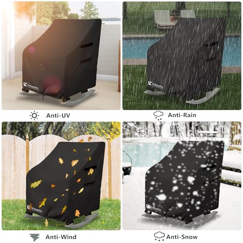 Krismile Outdoor Rocking Chair Cover 2 Pack, Heavy Duty Waterproof Patio Rocking Chairs Cover for 27" W x 34" D x 45" H Presidential Rocking Chair, Black by Krismile - Used condition - Image 7