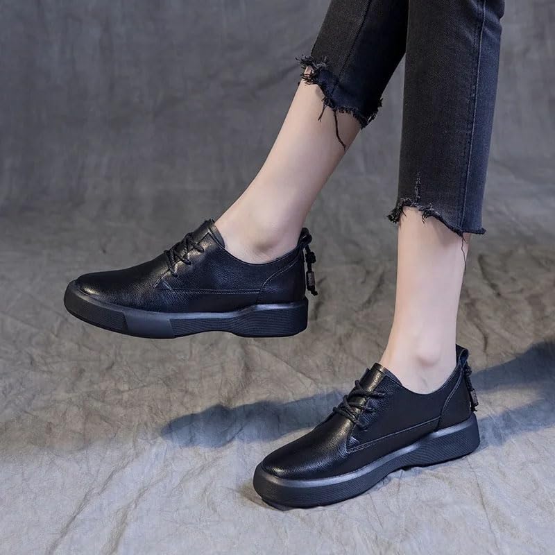 Women's Flat Shoes Lace-Up Round Comfort Versatile Casual Single Shoes3