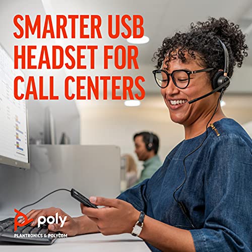 Poly (Plantronics + Polycom) EncorePro 545 USB-A and USB-C USB Headset (Plantronics) - Acoustic Hearing Protection - Hold & Call Answer Buttons - Convertible Wearing Style, Black, Standard Version