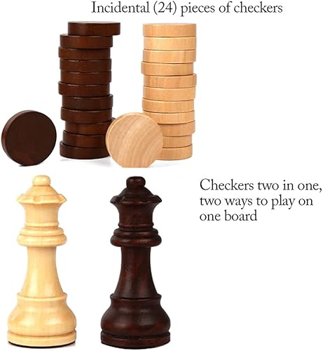 Miniatura 5 de ROLTIN Juego de ajedrez de madera plegable 2 en 1, juego de ajedrez y damas, gran juego de mesa de ajedrez de 20 x 20 pulgadas con caja de