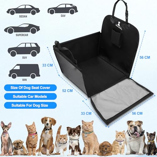 Wimypet Hunde Autositz für Kleine Mittlere Hunde, Hundesitz Haustier Robust Autoschondecke mit Hundesicherheitsgurt, Wasserdicht Faltbar Autositzbezu