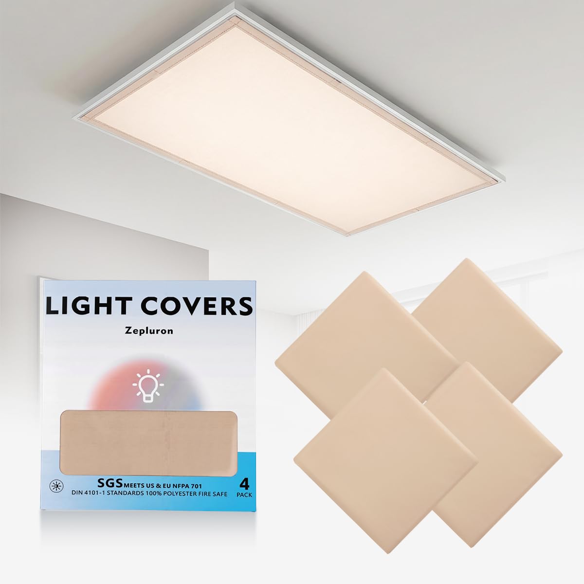Photo 1 of Zepluron 4-Pack Magnetic Fluorescent Light Covers /2x4 ft/Champagne