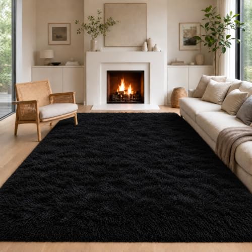 8x10 Black Shag Rug for Cozy Rooms