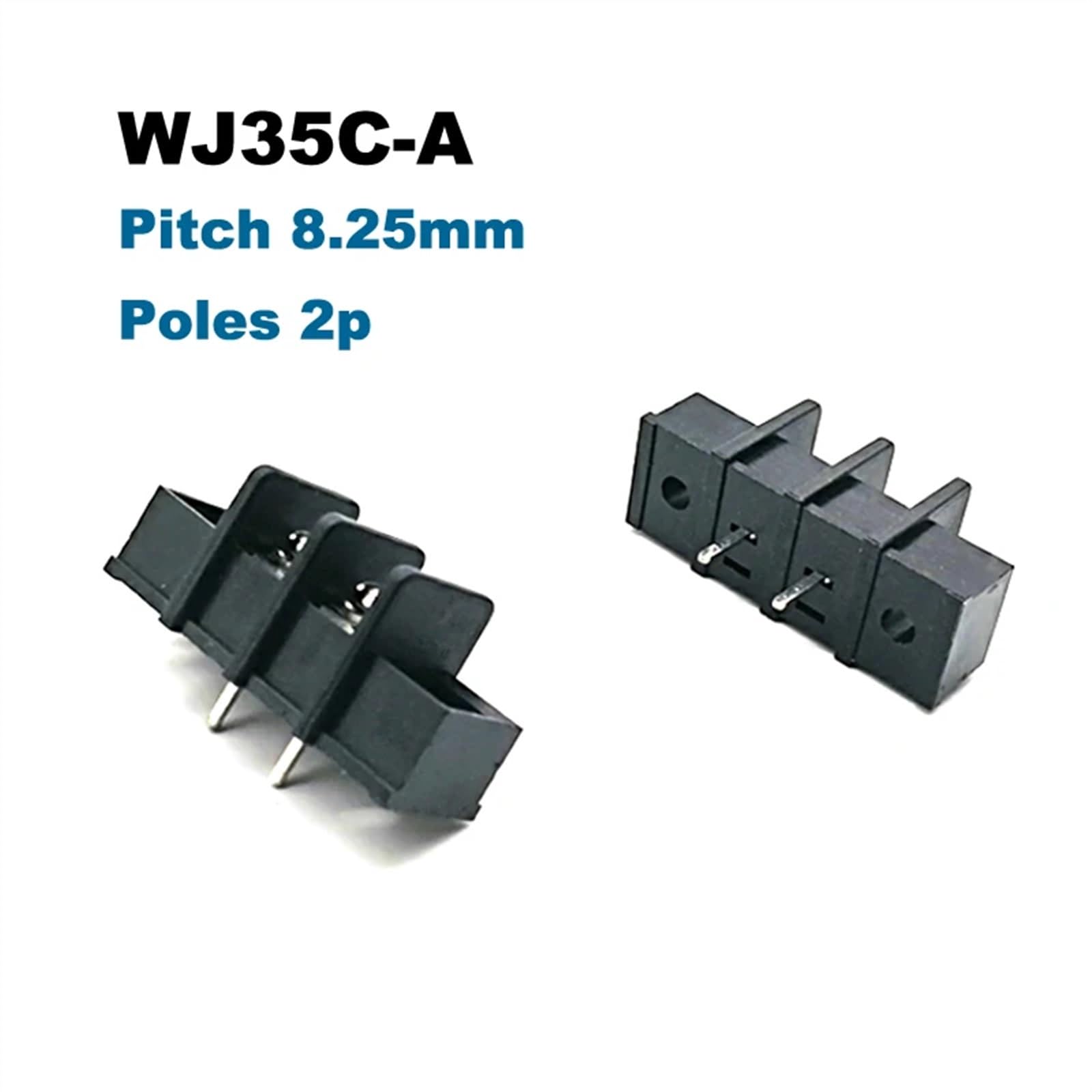 20 piezas bloque de terminales PCB paso 8,25mm Bornier 35C-A recto 2/3/4/5P Morsettiera agujeros de tornillo conector de Cable 20A 12AWG(3P (35C-A))