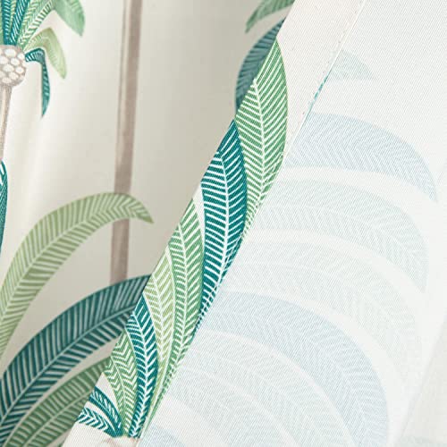 Image of VOGOL Front Door Panel Curtains, Tropical Green Leaves Printed Rod Pocket French Door Curtains, 72 Inches Long Patio Door Curtain for Living Room Sliding Glass Door, 1 Piece