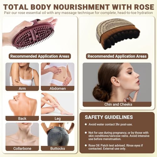 Lymphatische Gesichtsbürste und Meridian Massagebürste,mit 10ml Ätherische Öle,Professional Meridian Massagebürste,Für Gesicht,Kinn, Hals,Waist,Abdomen,Head,Leg