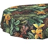 Nappe en Toile cirée   Lavable, Facile d'entretien   Imperméable   Effet Lotus   Tropia   Ovale   180 x 140 cm   Bord coupé