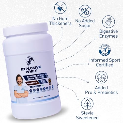 Image of Athlete Series 100% Isolate Whey Protein | Trusted by M.S. Dhoni | 26g Protein per scoop | Informed Sport Certified | Pro-Pre Biotics | Digestive Enzymes for Higher Absorption | Chocolate - 1kg