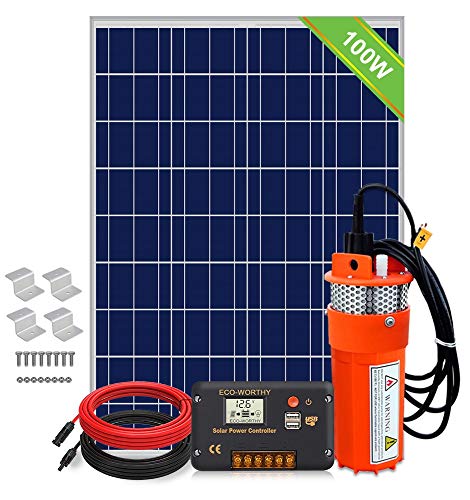 ECO-WORTHY Solar Deep Well Water Pump - 100W Solar Panel with 12V Deep
