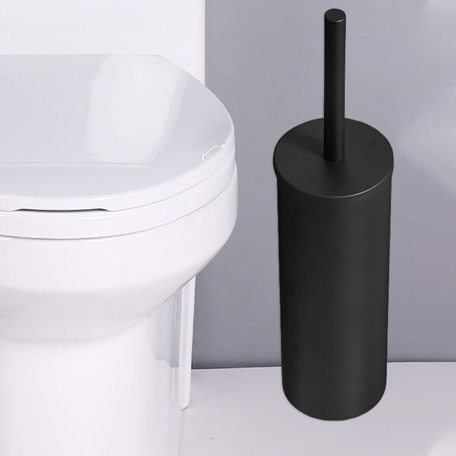 Cepillo de inodoro resistente con cerdas suaves, mango de silicona, diseño eficiente de soporte de suelo para una fácil limpieza del baño, herramienta de limpieza de inodoro duradera