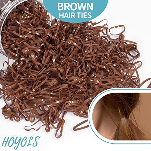 HOYOLS Haargummis Elastische Bänder Kleine Gummibänder für Mädchen & Frauen Ohne Beschädigung Mini Dehnbare Pferdeschwanzhalter Winzige Haargummis für Dünnes Bis Mittleres Haar 1500 Stück TPU (Braun)