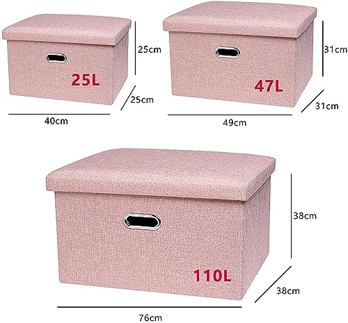 Repose-Pieds Ottoman Pliable Gris Clair et Banc de Rangement Peu Encombrant
