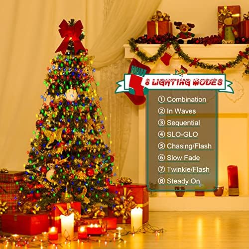 cshare Christmas Tree Lights, 2m * 16 Lines 400 LEDs Fairy Lights Mains Powered with 8 Light Modes,Memory & Timing Function,Waterproof for 1.5-3M(5-10ft) Christmas Tree Indoor and Outdoor- Multicolor