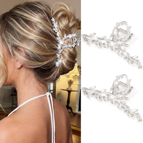 CAKURE pince cheveux strass argent 2pcs mariage