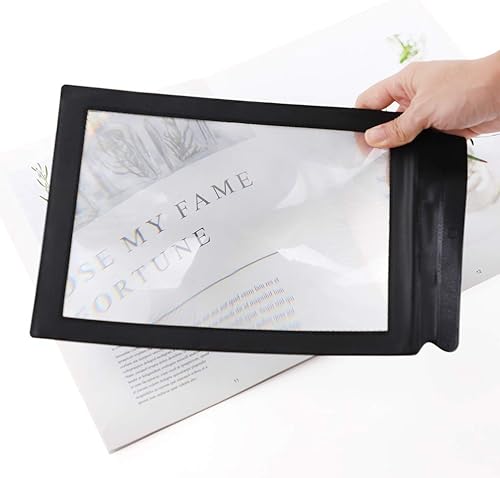 Lupa de tamaño de papel A4 3X plegable de plástico PVC de página completa Lupa de lectura de mano para ancianos auxiliares de lectura, libros de