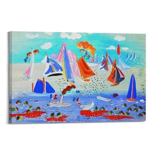 Bateaux à martigues impression sur toile Raoul Dfy œuvre moderne de haute précision