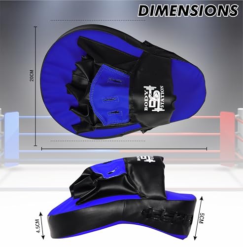 Image of Curved Focus Pad for Boxing, MMA, Karate, Taekwondo, Muay Thai, Kickboxing, Wushu, Aerobics Punch Mitts for Martial Arts Training, Bag Punching & Practice (Blue)