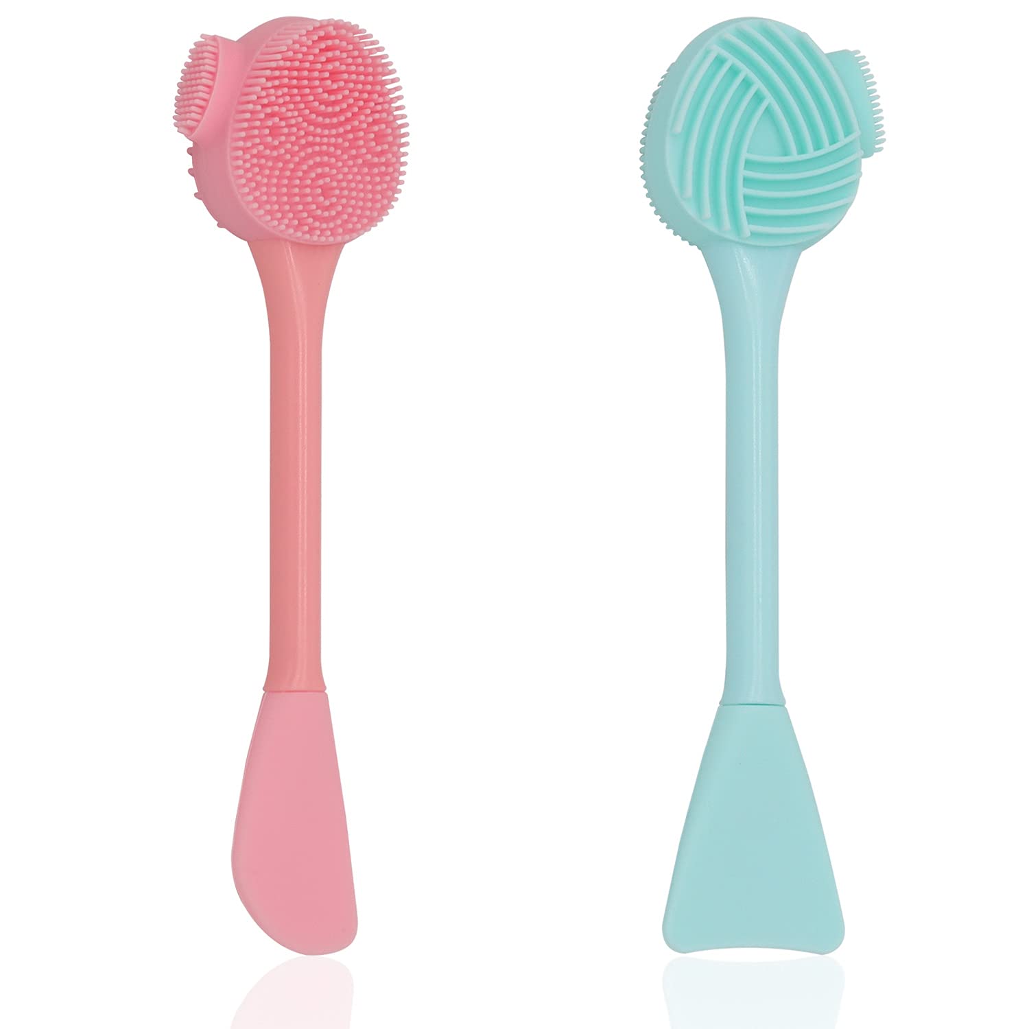 2 Pack Silicone Face Scrubber, 4 in 1 Facial Cleansing Brush, Handheld Face Wash Brush for Pore Cleansing, Gentle Exfoliating, Nose Scrubber For Removing Blackhead, Blue and Pink : Beauty & Personal Care