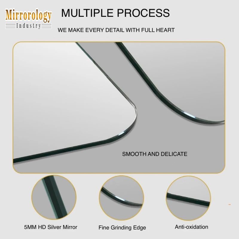 Image of 18 x 24 Inch Asymmetrical Freeform Wall Mirror - Modern Irregular Frameless Decorative Mirror for Bathroom, Bedroom, Living Room, Entryway & Contemporary Home Interior Design