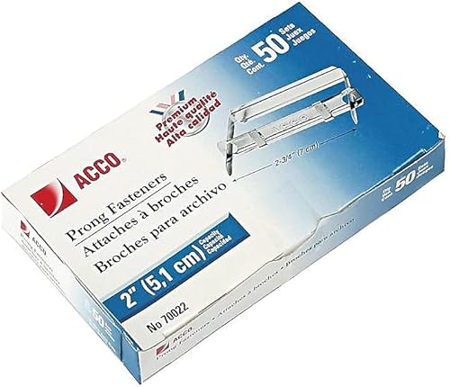 Miniatura 2 de Acco 70022 Premium - Sujetadores de dos piezas, tapa de 2 pulgadas, centro de 2-3/4 pulgadas, plata, 50/BX