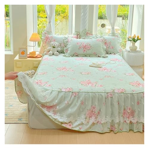 Falda de cama impresa para cubrir imperfecciones del somier con protector de colchon 5