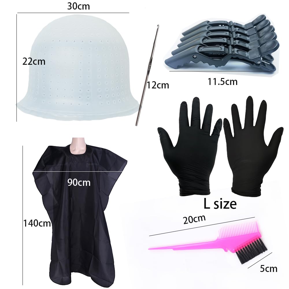Pre-punched with Holes Silicone Highlight Caps Set for Color Hair Professional Reusable Highlighting Caps with Hooks & Salon Hairdressing Dyeing Staining Tools for Women Men - Image 3