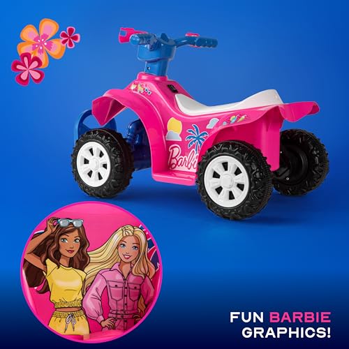 Image of Barbie - 6V Kids Ride-On ATV with Rechargeable Battery and Reverse Drive | Barbie - 6V Kids Ride-On ATV with Rechargeable Battery and Reverse Drive