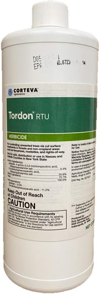 Tordon Rtu Specialty Herbicide 1 Qt Kills Woody Plants And Trees Not For: Ca;ny"