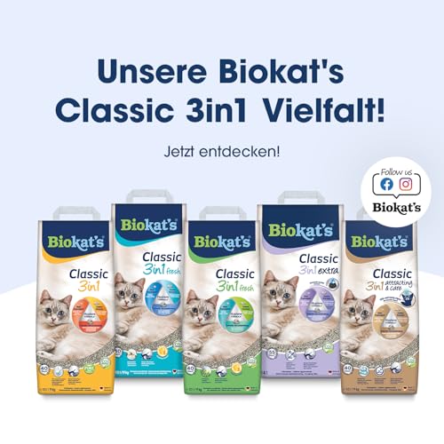 Biokat's Classic fresh 3in1 mit Frühlings-Duft - Klumpende Katzenstreu mit 3 unterschiedlichen Korngrößen - 1 Sack (1 x 10 L)