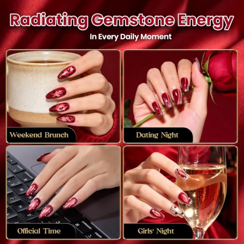 Image of Beetles Red Glass Cat Eye Gel Nail Polish,Royal Ruby Gel