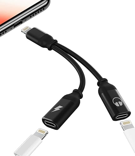 Adaptador Lightning dual para iPhone, divisor de audio para auriculares Dongle 2 en 1, cargador de conector AUX, convertidor de cable para 13, 12,