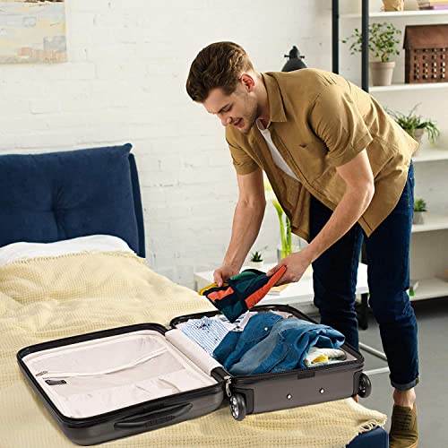 Aerolite Expandable 55x40x20cm to 55x40x23cm Ryanair Priority Wizz Air Priority & More Max Size Lightweight Hard Shell Carry On Hand Cabin Luggage Suitcase 55x40x20 55x40x23, 2-Wheels