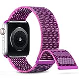 Nylon Sport Band Compatible with Apple Watch Band 38mm 40mm 41mm 42mm 44mm 45mm, Adjustable Breathable Women Men Braided Strap Compatible for iWatch Series 9/8/7/6/5/4/3/2 SE Dragon Fruit A