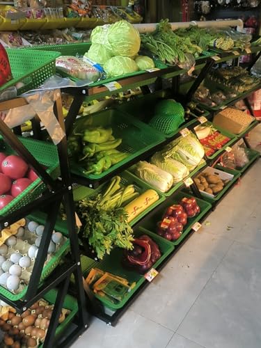 Półka ekspozycyjna na owoce i warzywa, duża pojemność z wieloma koszami do sklepów detalicznych i kuchni