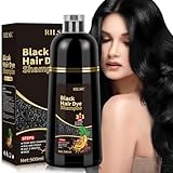Black Hair Dye Shampoo 3in1, Haarfärbeshampoo Schwarz für graues Haar Sofort-Haarfarben-Shampoo...