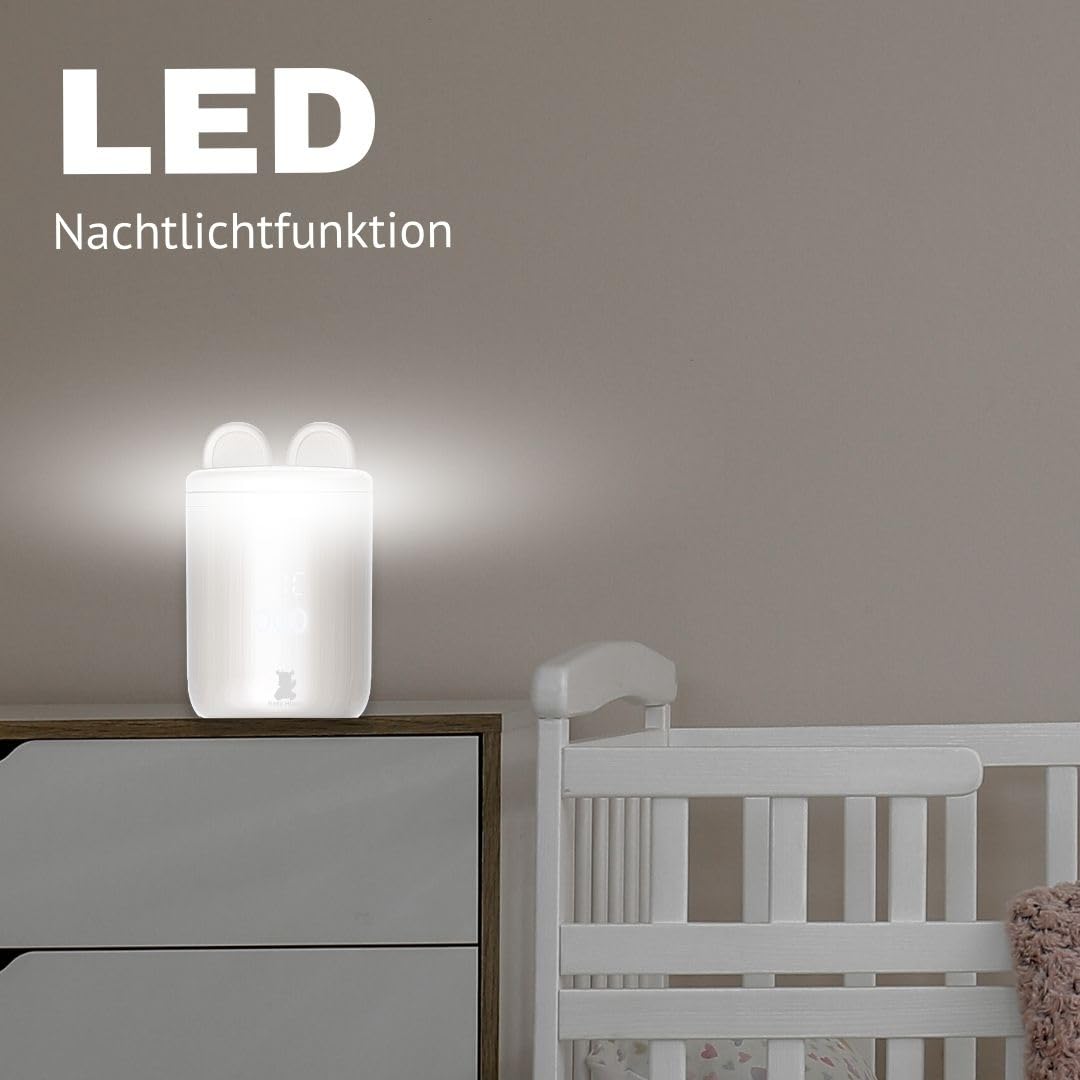 Hello Hippo - Kompakter und tragbarer Flaschenwärmer: USB-C wiederaufladbar, auslaufsicher, kompatibel mit Philips Avent, MAM, NUK | 4 einstellbare Temperaturen | schnelles und effizientes Aufheizen