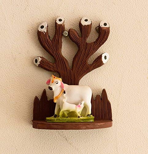 Statue en bois vache et veau idée cadeau déco maison originale